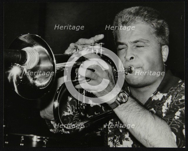 Nick Hill playing the flugelhorn at The Fairway, Welwyn Garden City, Hertfordshire, 1991. Artist: Denis Williams