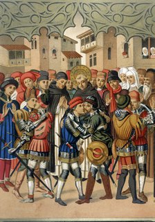 Scene at St. Vincent Ferrer (1350-1419), a Dominican theologian and preacher Spanish sides Centel…