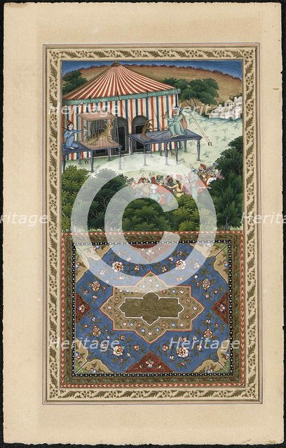 Le Singe et le Leopard (The Monkey and the Leopard), 1837-1839. Creator: Imam Bakhsh Lahori (active 1830s-1840s).