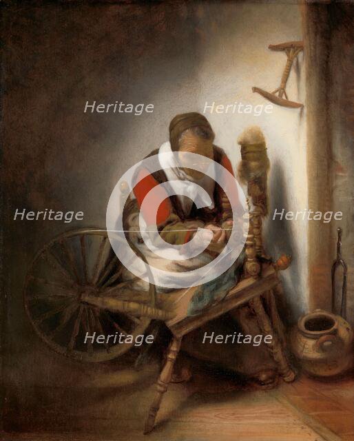 Woman spinning, 1652-1662. Creator: Nicolaes Maes.