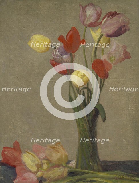 Still life with tulips, c1923. Creator: George Clausen.