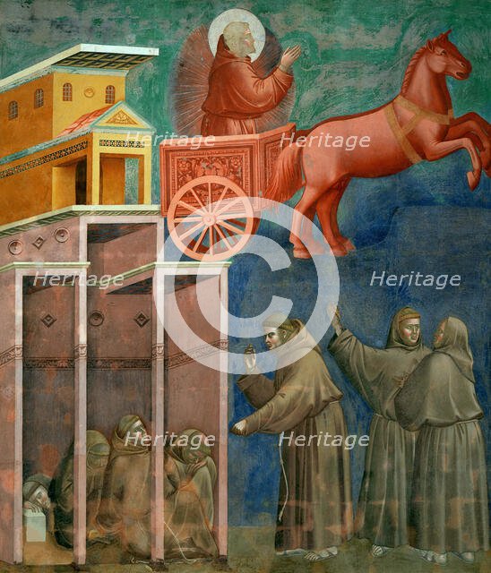 Vision of the Flaming Chariot (from Legend of Saint Francis), 1295-1300. Creator: Giotto di Bondone (1266-1377).
