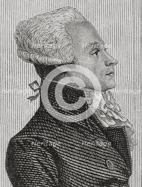 French Revolution: Portrait of Robespierre speaking in Convention, 1876.  Creator: Adolphe François Pannemaker.