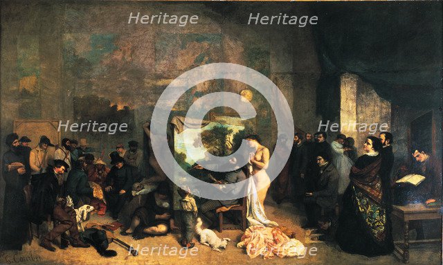  'The Artist's Studio', 1855, oil Painting by Gustave Courbet.
