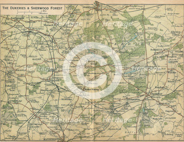 'The Dukeries & Sherwood Forest', c20th Century. Artist: John Bartholomew.
