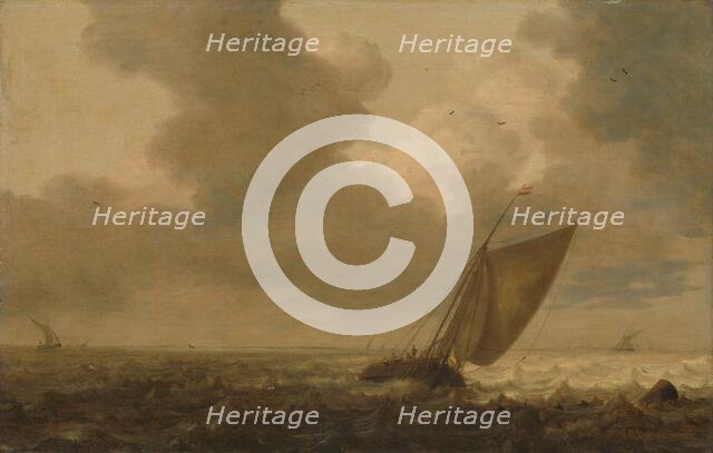 Fishing boat with the wind in the sails, 1625-1640. Creator: Pieter Mulier the younger.