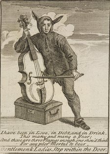 A street musician dressed in costume, Cries of London, (c1688?). Artist: Anon