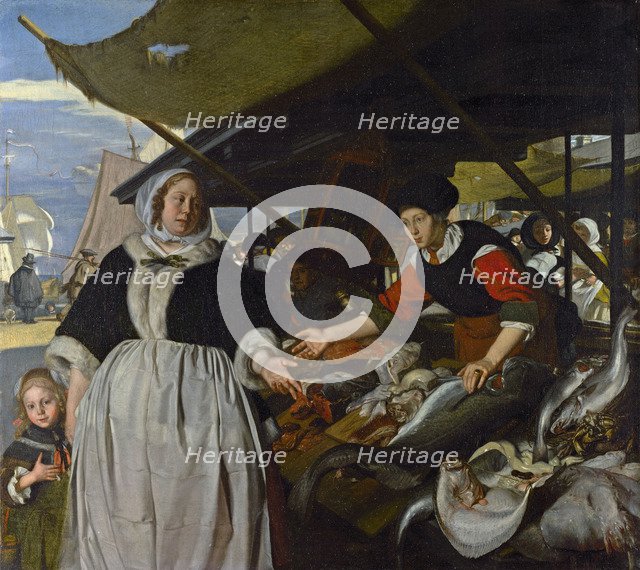 Adriana van Heusden and her Daughter at the New Fish market in Amsterdam, 1662.