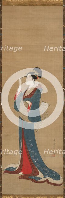 Beauty Replacing Her Hairpin, Edo period, 1798. Creator: Hosoda Eishi.