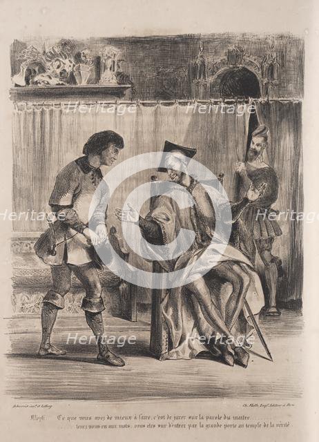 Illustrations for Faust: Méphistophélé receives the schoolboy, 1828. Creator: Eugène Delacroix (French, 1798-1863); Chez Ch. Motte, Éditeur, distributed by Chez Sautelet, Libraire.