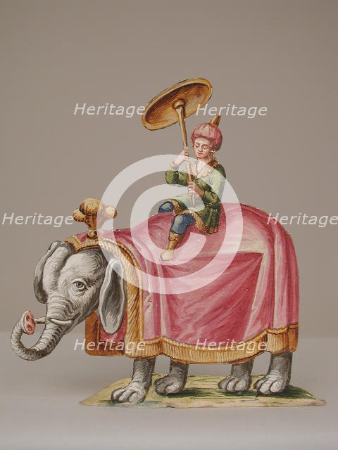 Man on Elephant, 18th century. Creator: Unknown.