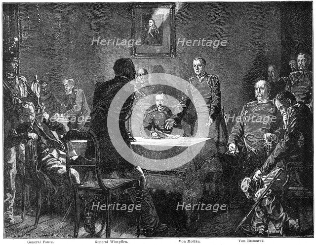 Discussing the surrender of France after the Battle of Sedan, Franco-Prussian War, 1870 (1900).Artist: Georg Bleibtreu