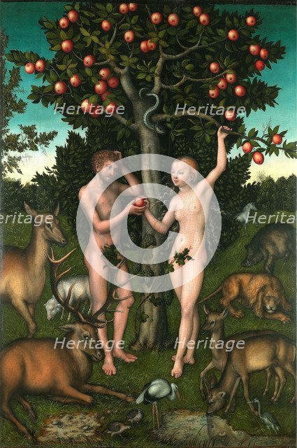 Adam and Eve. Artist: Cranach, Lucas, the Elder (1472-1553)