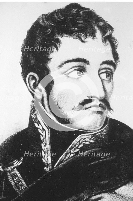 Simon Bolivar 'The Liberator' (1783-1830), military and American independence hero, in a drawing …