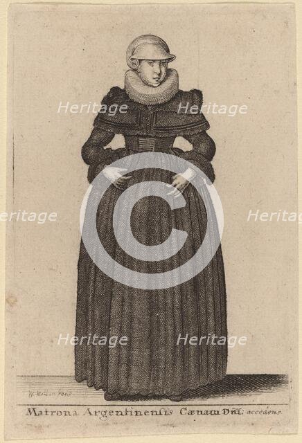 Matrona Argentinensis Caenam Dni Accedens e des Nymphs). Creator: Wenceslaus Hollar.