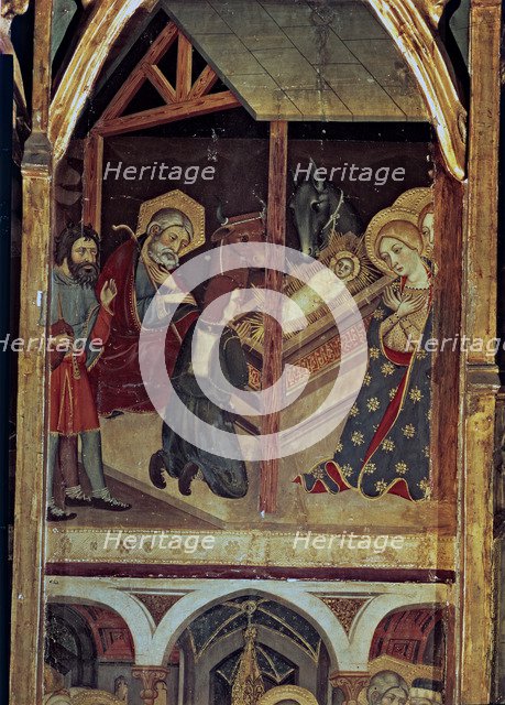 Sigena Altarpiece. Table of the Adoration of the Shepherds, 1375. It comes from the Monastery of …