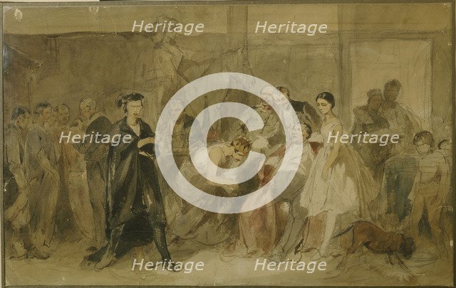 Behind the curtain in the serf theatre. Artist: Trutovsky, Konstantin Alexandrovich (1826-1893)