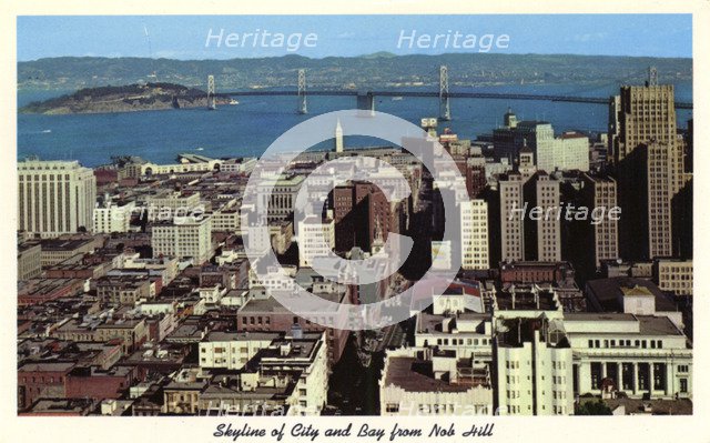 Skyline of the city and the Bay From Nob Hill, San Francisco, California, USA, 1957. Artist: Unknown