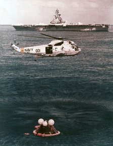 Astronauts being recovered from the sea, Apollo 16 mission, 27 April 1972. Creator: NASA.