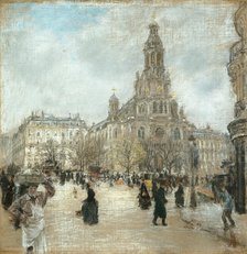 Place de la Trinité, Paris, c. 1886. Creator: Jean Francois Raffaelli.