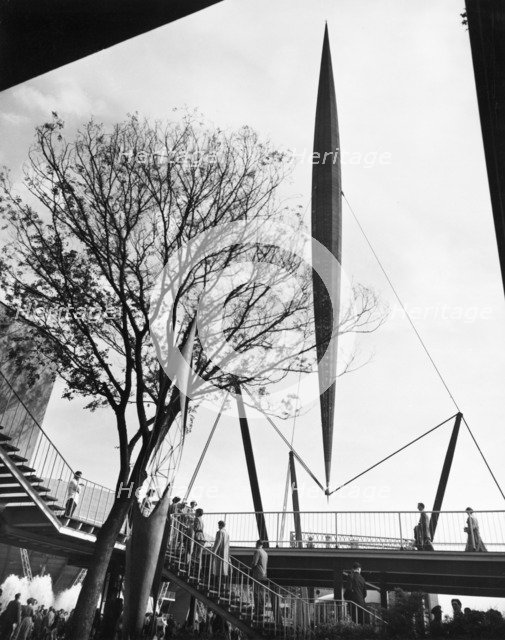 The Skylon, Festival of Britain site, South Bank, Lambeth, London, 1951. Artist: Unknown.
