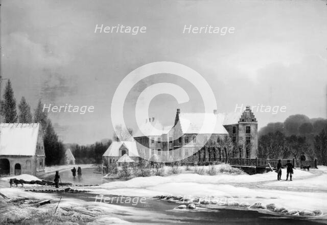 View of the main garden at Lykkesholm, Funen, winter, 1834. Creator: Frederik Michael Ernst Fabritius de Tengnagel.