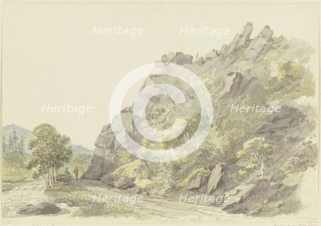 Rocky outcrop on the Saale near Schwarzburg, c1795-1799. Creator: Georg Melchior Kraus.