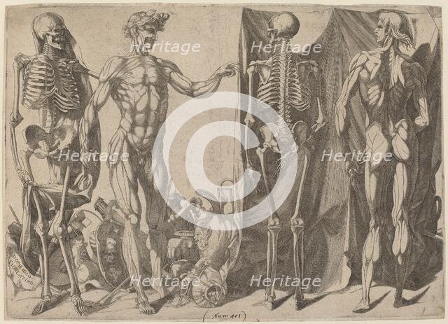 Squelettes et Écorchés, c. 1540-1545. Creator: Domenico del Barbiere.