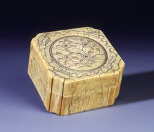 Ivory box with incised floral decoration, Qing dynasty, China, 18th century. Artist: Unknown