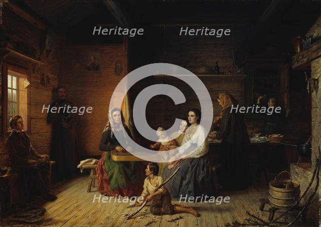 Playing the Kantele in a Peasant Cottage , 1868. Creator: Ekman, Robert Wilhelm (1808-1873).