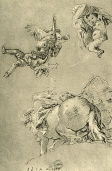 'Hovering Cupids and one of the Horae with a sun steed', 1752-1753, (1928). Artist: Giovanni Battista Tiepolo.