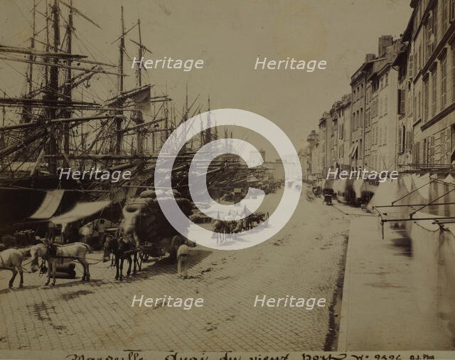 Street along the waterfront, Marseille Old Port, between 1870-1890. Creator: Unknown.