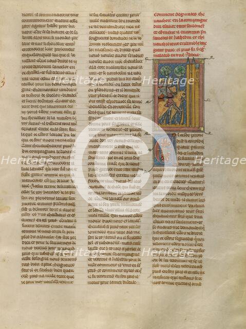 Segurades, Palamedes, and Kahedin at the Abbey of Gaunes, about 1320-1340. Creator: Unknown.