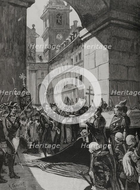 Funeral of Queen Mercedes, María de las Mercedes of Orleans (1860-1878), June 28, 1878.  Creator: Bernardo Rico.