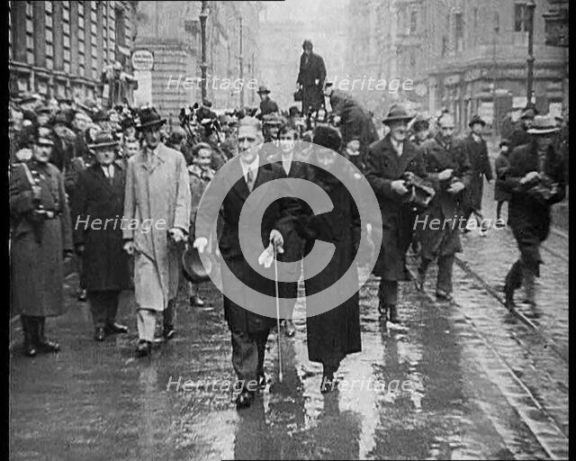Franz von Papen Walking Towards Camera Surrounded by a Crowd, 1933. Creator: British Pathe Ltd.