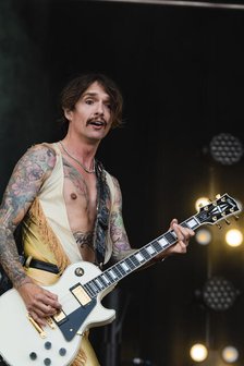 The Darkness live at the Cornbury Music Festival, Great Tew Park, Oxfordshire, Jul 2022. Creator: Annapaola Marchesani.