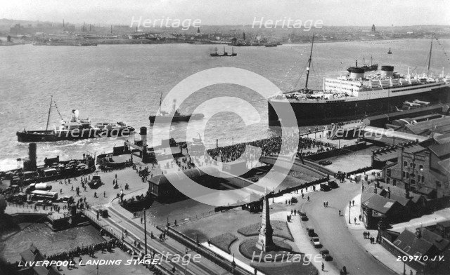 The landing stage at Liverpool docks, Merseyside, early 20th century. Artist: Unknown