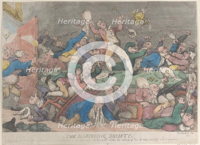 The Harmonic Society, [1810], reissued 1811., [1810], reissued 1811. Creator: Thomas Rowlandson.