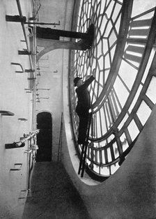 Inside the clock face of Big Ben, Palace of Westminster, London, c1905. Artist: Unknown