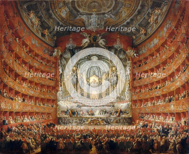 Musical feast given by the cardinal de La Rochefoucauld in the Teatro Argentina in Rome in 1747. Artist: Panini, Giovanni Paolo (1691-1765)