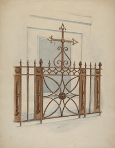 Iron Gate and Fence, c. 1936. Creator: Al Curry.