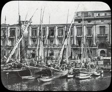 At the quay, Messina harbour, Sicily, Italy, late 19th or early 20th century. Artist: Unknown