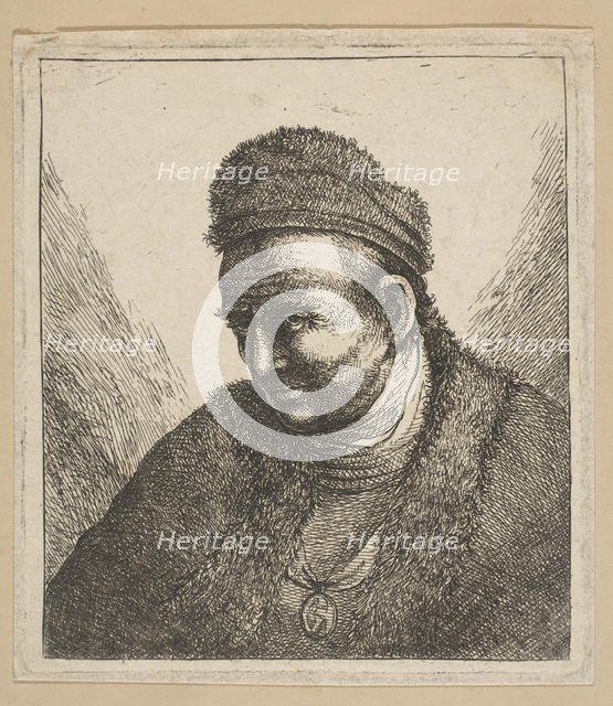 Beardless Man in Fur Cloak and Cap: Bust, second half 18th century. Creator: David Deuchar.