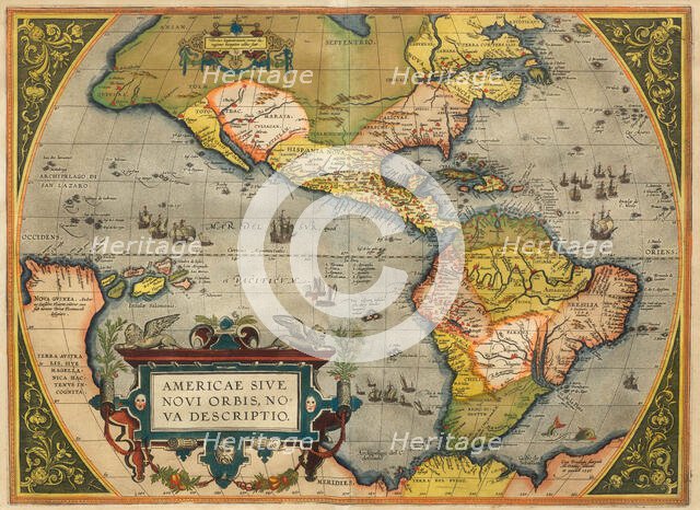 Americae Sive Novi Orbis Nova Descripto. From Theatrum Orbis Terrarum, 1572. Creator: Ortelius, Abraham (1527-1598).