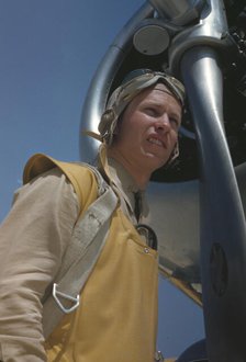 Marine lieutenant, pilot with the power towing plane at page Field, Parris Island, S.C., 1942. Creator: Alfred T Palmer.