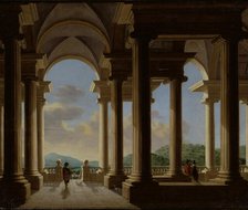 Terrace with a Colonnade-Architectural Study, 1656. Creator: Daniel de Blieck.