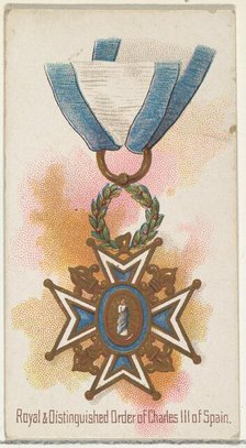 Royal and Distinguished Order of Charles III of Spain, from the World's Decorations series..., 1890. Creator: Allen & Ginter.