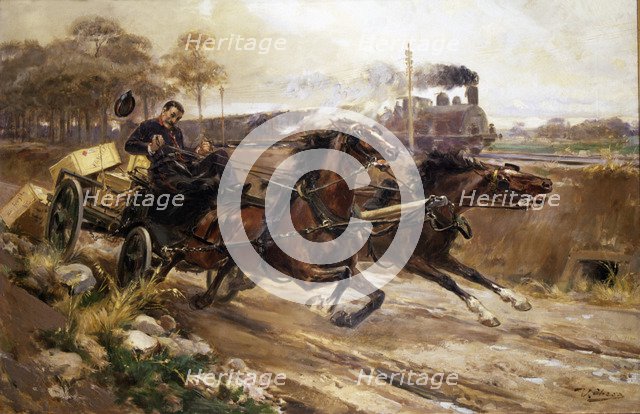  'Runaway horses', oil, 1906, by Ulpiano Checa.