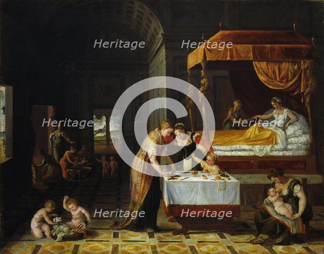 A Birth, Mid of 16th cen. Creator: Sustris, Lambert (1515/20-after 1591).