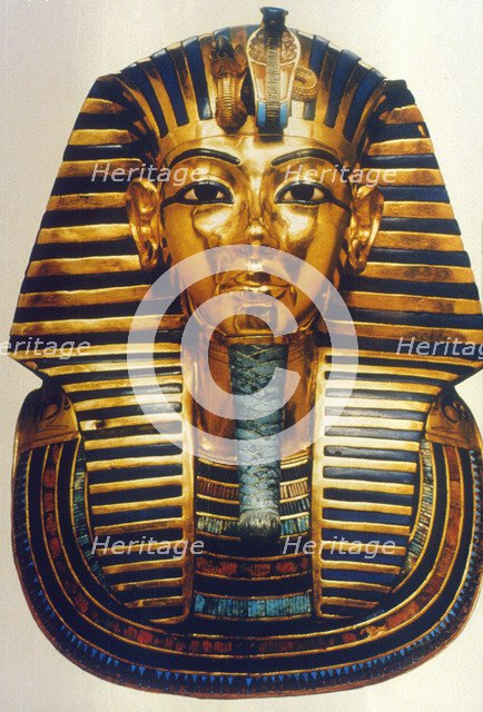 Funerary mask of Tutankhamun, Ancient Egyptian Pharaoh, c1325 BC. Artist: Anon